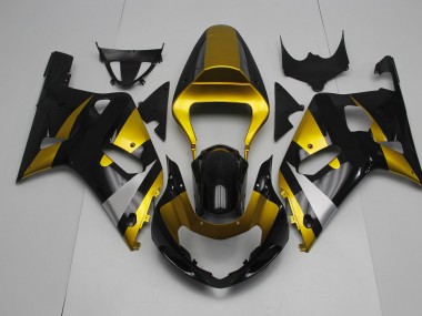 01-03 Gloss Black and Gold GSXR 600-750 Fairings