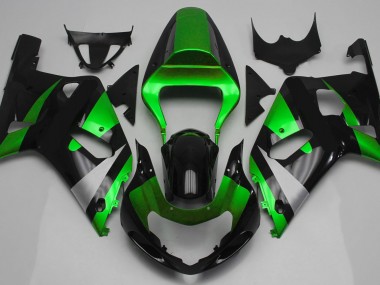 01-03 Gloss Green and Black GSXR 600-750 Fairings