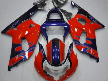 01-03 Gloss Red & Blue GSXR 600-750 Fairings