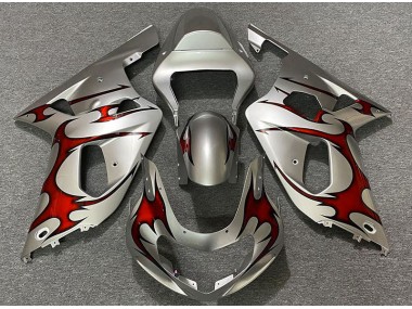 01-03 Gloss Silver & Red GSXR 600-750 Fairings