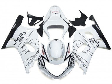 01-03 Gloss White Corona and Black GSXR 600-750 Fairings