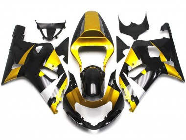 01-03 Gold and Gloss Black Style GSXR 600-750 Fairings