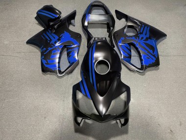 01-03 Matte Black & Blue Skull CBR600 F4i Fairings