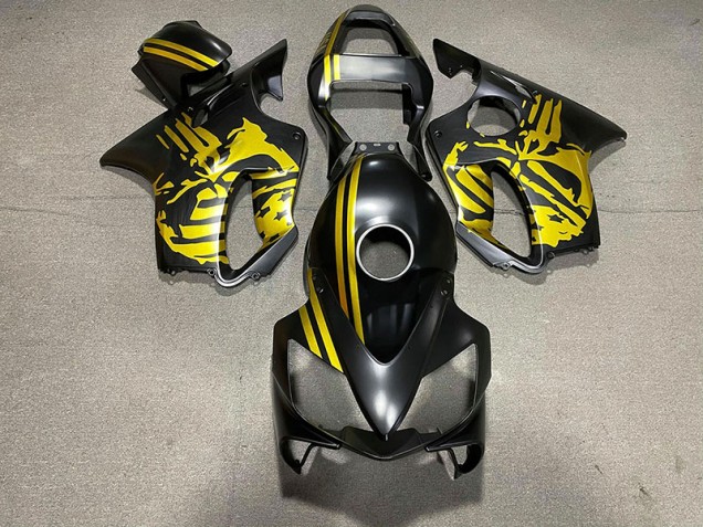 01-03 Matte Black & Gold Skull CBR600 F4i Fairings