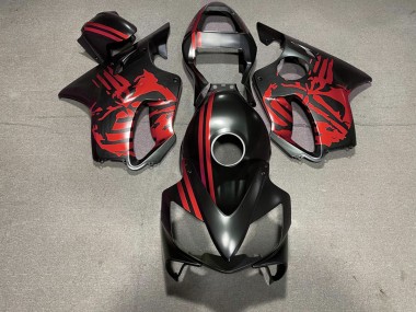 01-03 Matte Black & Red Skull CBR600 F4i Fairings