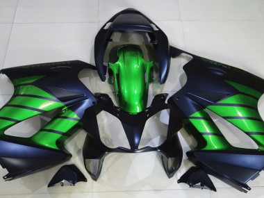 02-12 Matte Black & Green VFR800 Fairings