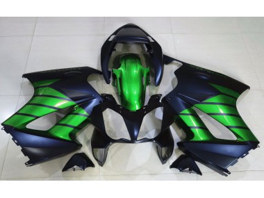 02-12 Matte Black & Green VFR800 Fairings