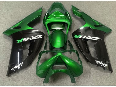 03-04 Gloss Green and Black ZX6R Fairings