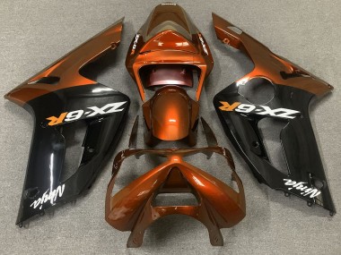 03-04 Gloss Orange and Black ZX6R Fairings