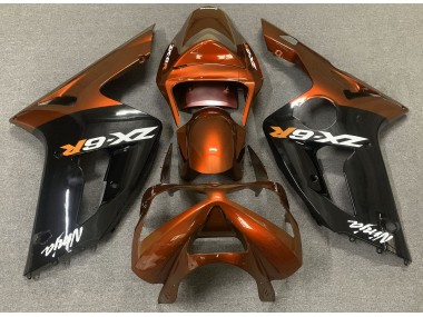 03-04 Gloss Orange and Black ZX6R Fairings