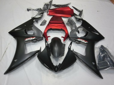 03-04 Matte Black and Red R6 Fairings