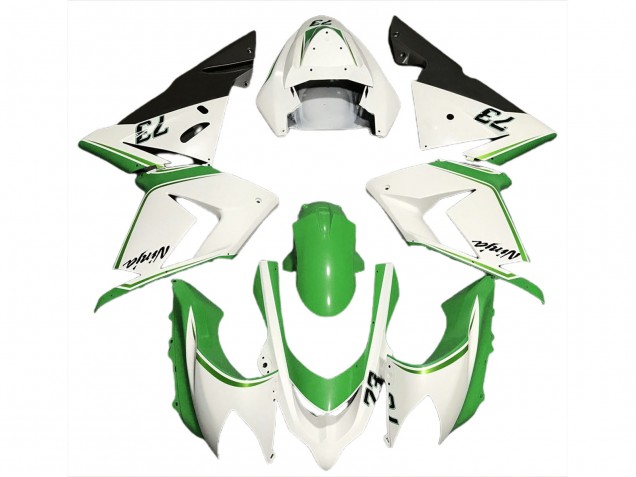 04-05 Gloss White & Green ZX10R Fairings