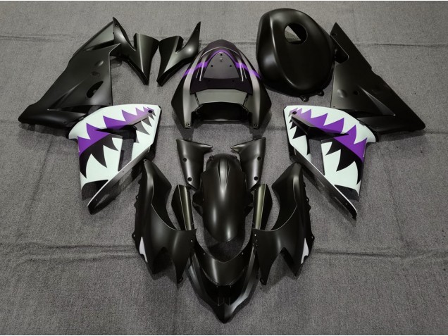 04-05 Matte Black and Purple Shark ZX10R Fairings