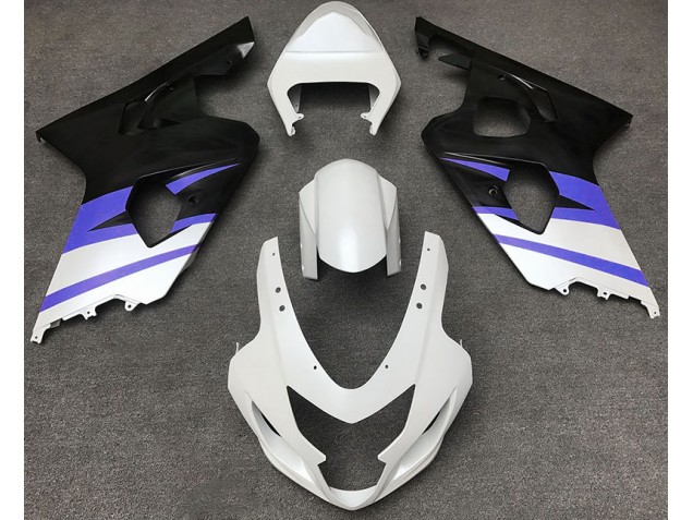 04-05 Matte White & Blue GSXR 600-750 Fairings