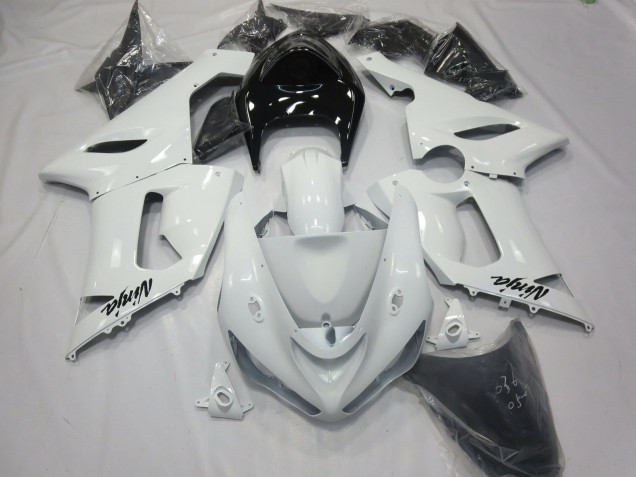 05-06 Gloss White with Black tail ZX6R Fairings