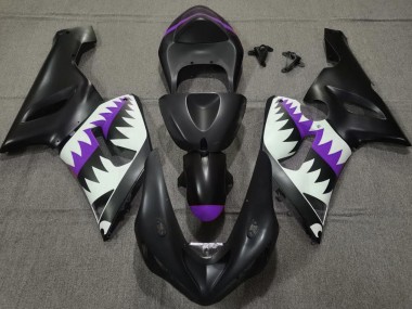 05-06 Matte Black and Purple Shark ZX6R Fairings