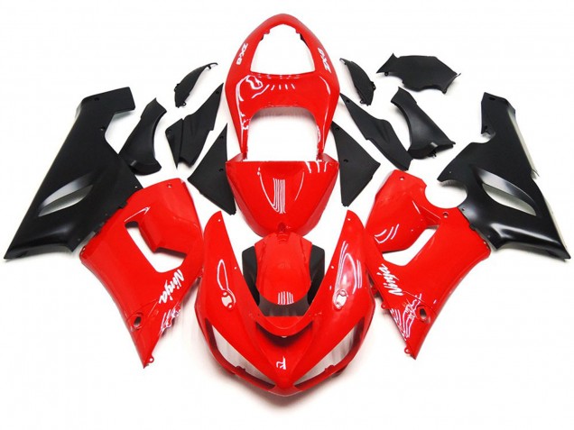 05-06 Plain Gloss Red White Decals ZX6R Fairings