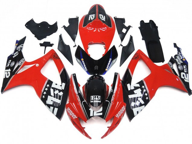 06-07 Custom Red and Black Logos GSXR 600-750 Fairings