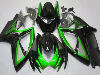 06-07 Gloss Green and Black GSXR 600-750 Fairings