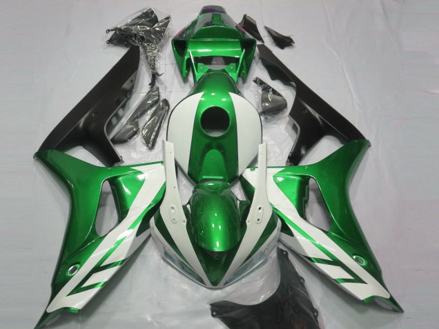 06-07 Gloss White and Green CBR1000RR Fairings