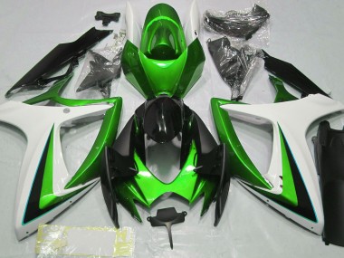 06-07 Green & White GSXR 600-750 Fairings