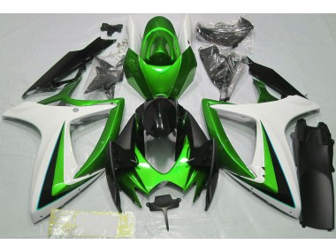 06-07 Green & White GSXR 600-750 Fairings