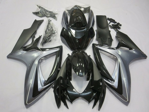 06-07 Light Silver And Black GSXR 600-750 Fairings