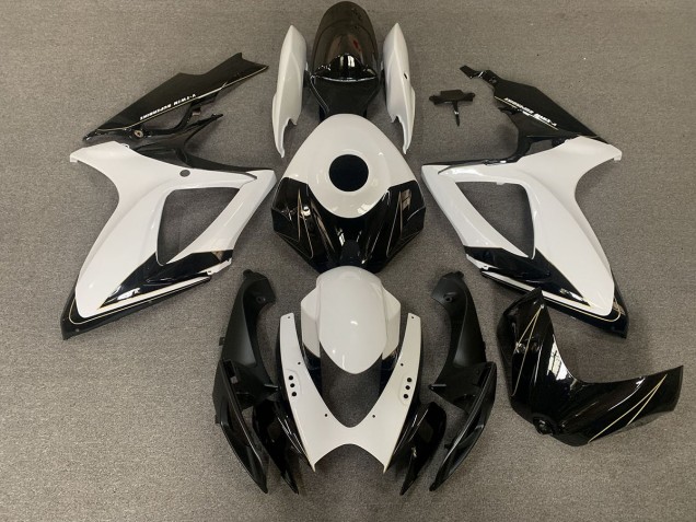 06-07 Matte Black and Gloss White GSXR 600-750 Fairings