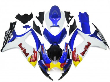 06-07 White and Blue Red Bull Custom GSXR 600-750 Fairings