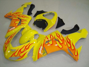 06-07 Yellow Orange Flame ZX10R Fairings