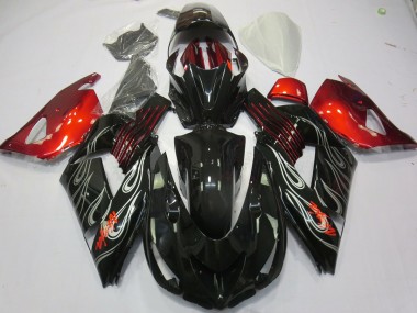 06-11 Black Flame Red ZX14R Fairings