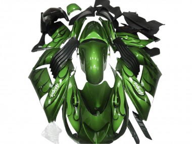 06-11 Gloss Green & Flame ZX14R Fairings