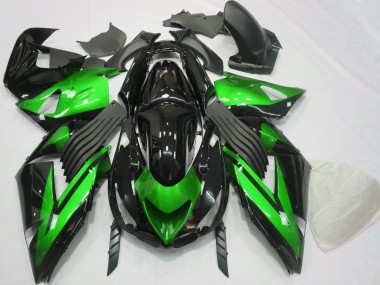 06-11 Gloss Green and Black Plain ZX14R Fairings