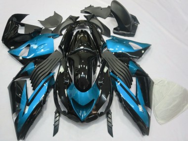 06-11 Light Blue and Black Plain ZX14R Fairings