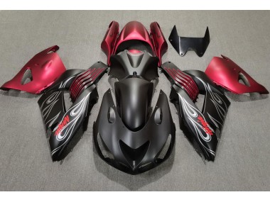 06-11 Matte Black and Red ZX14R Fairings