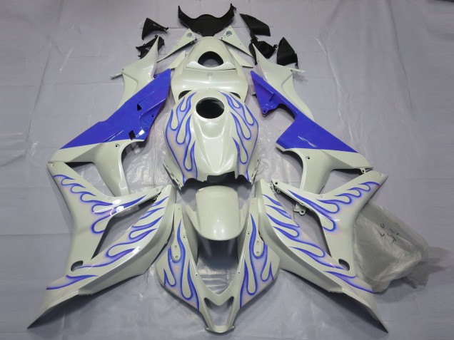 07-08 Blue Flame on White CBR600RR Fairings