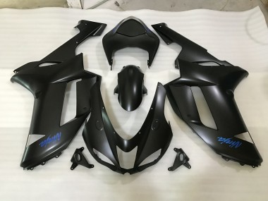 07-08 Matte Black & Blue Logo ZX6R Fairings