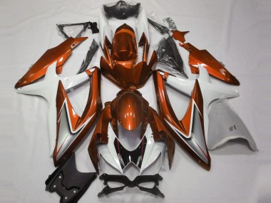 08-10 Gloss Orange and White GSXR 600-750 Fairings