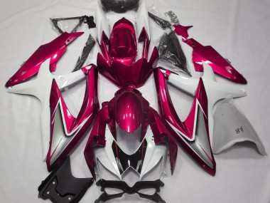 08-10 Gloss Red and White GSXR 600-750 Fairings