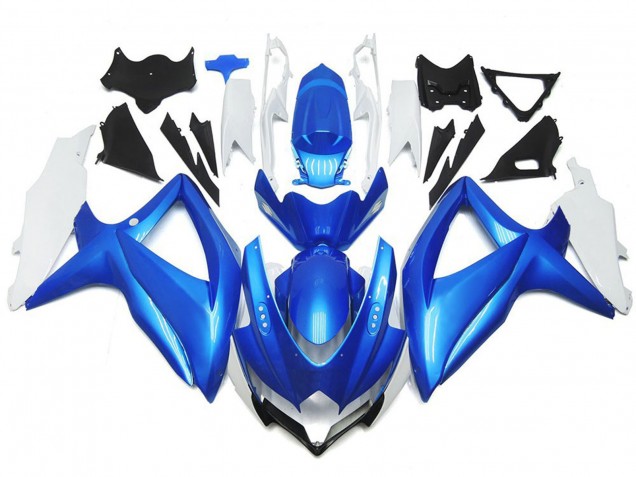 08-10 Light Blue and White Custom Style GSXR 600-750 Fairings