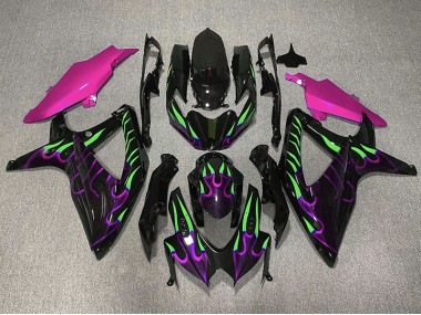 08-10 Purple and Green Flame GSXR 600-750 Fairings