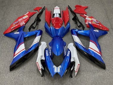 08-10 Red Blue and White Gloss Custom Style GSXR 600-750 Fairings