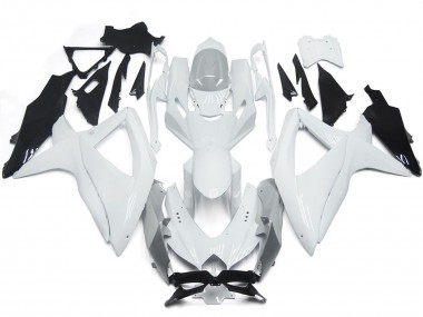 08-10 Shining Gloss White With Silver GSXR 600-750 Fairings