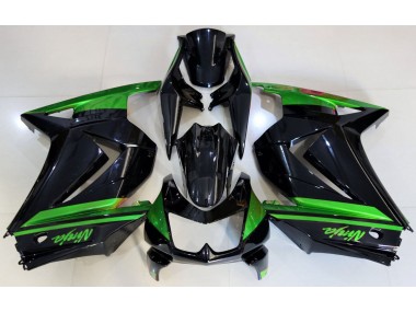 08-12 Gloss Black & Green Ninja 250 Fairings