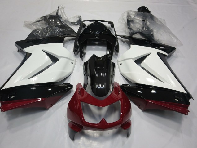 08-12 White Red and Black Ninja 250 Fairings