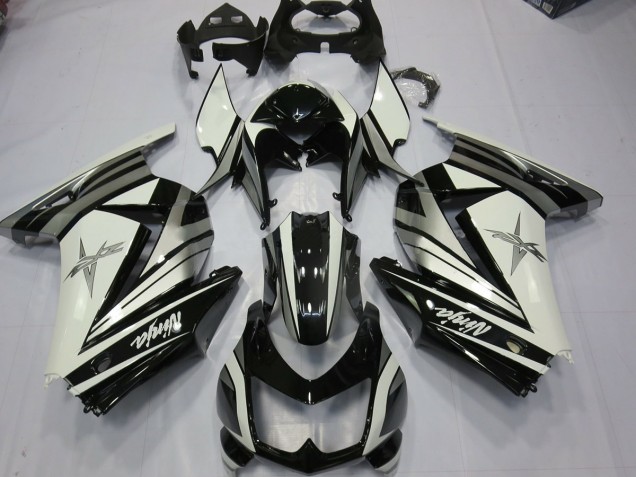 08-12 White Silver Star Ninja 250 Fairings