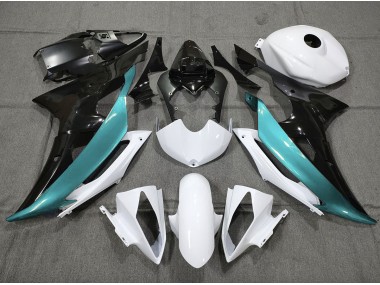 08-16 Custom LightBlue Black and White R6 Fairings