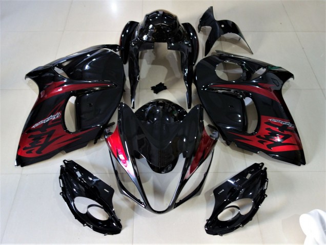 08-20 Gloss Black & Candy Red GSXR 1300 Hayabusa Fairings