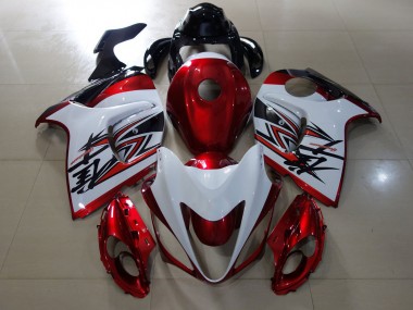 08-20 Gloss Red & White Design GSXR 1300 Hayabusa Fairings