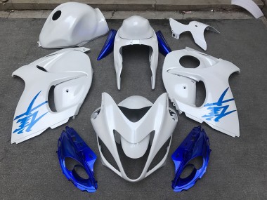 08-20 Gloss White & Blue GSXR 1300 Hayabusa Fairings